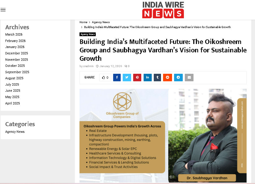 Oikoshreem featured in India Wire News: Diverse Portfolio Resilience