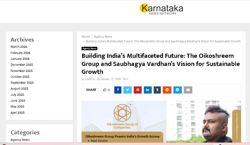 Oikoshreem featured in Karnataka News Network: Regional Development Focus