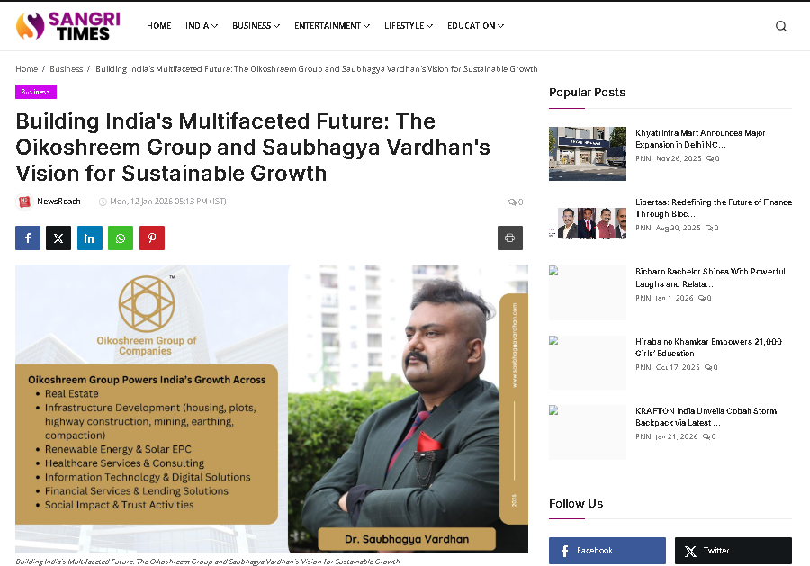 Oikoshreem featured in Sangri Times: Sustainability Spotlight